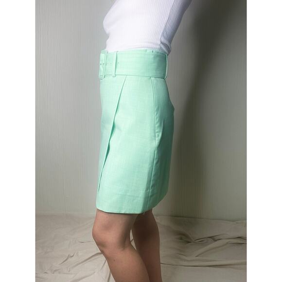 & OTHER STORIES Mint Green Belted Tailored Overlap Mini Skirt US 4 - Picture 4 of 15